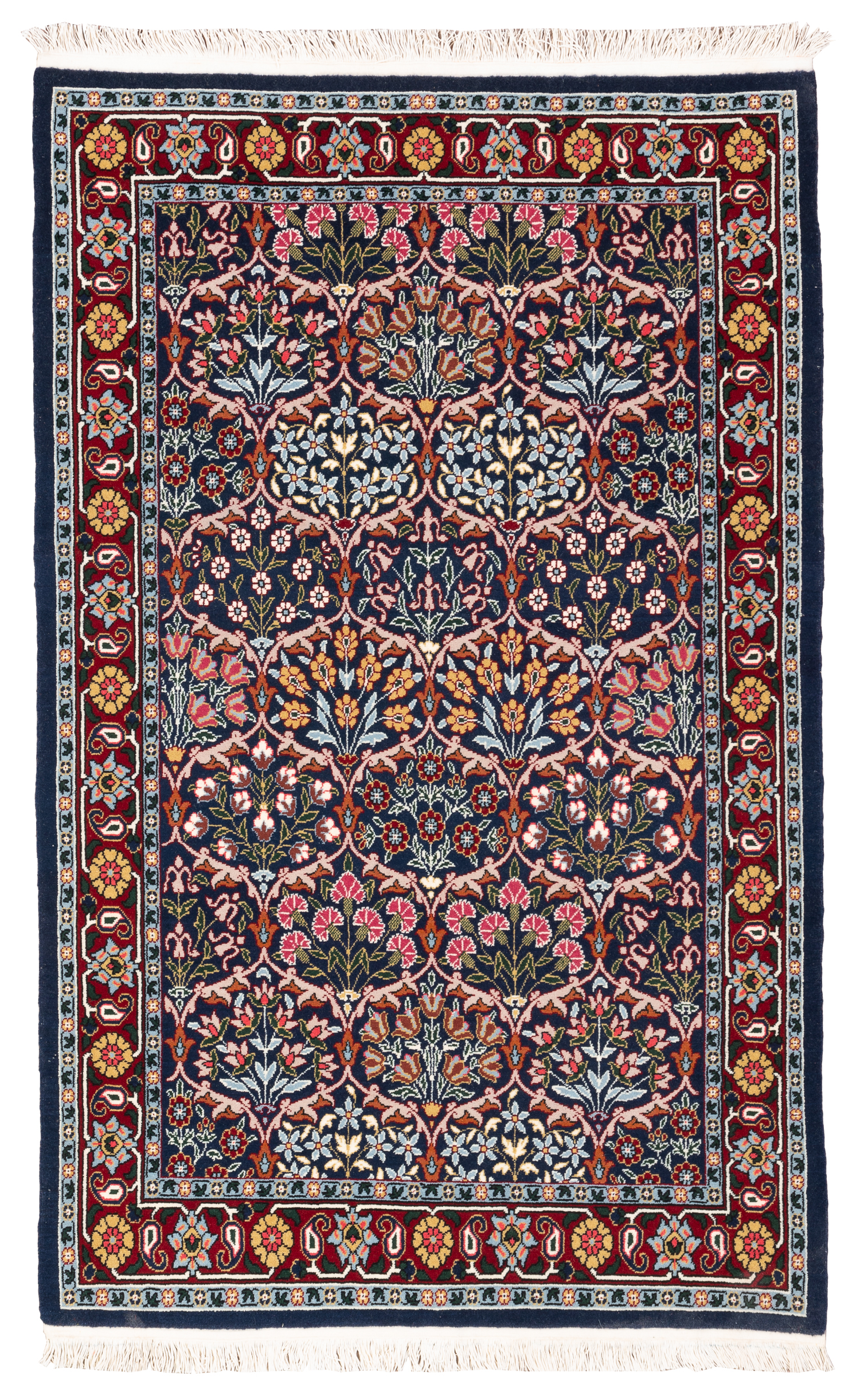 トルコ絨毯 ヘレケ絨毯 HEREKE シルク絨毯 花の園 未使用清潔です 